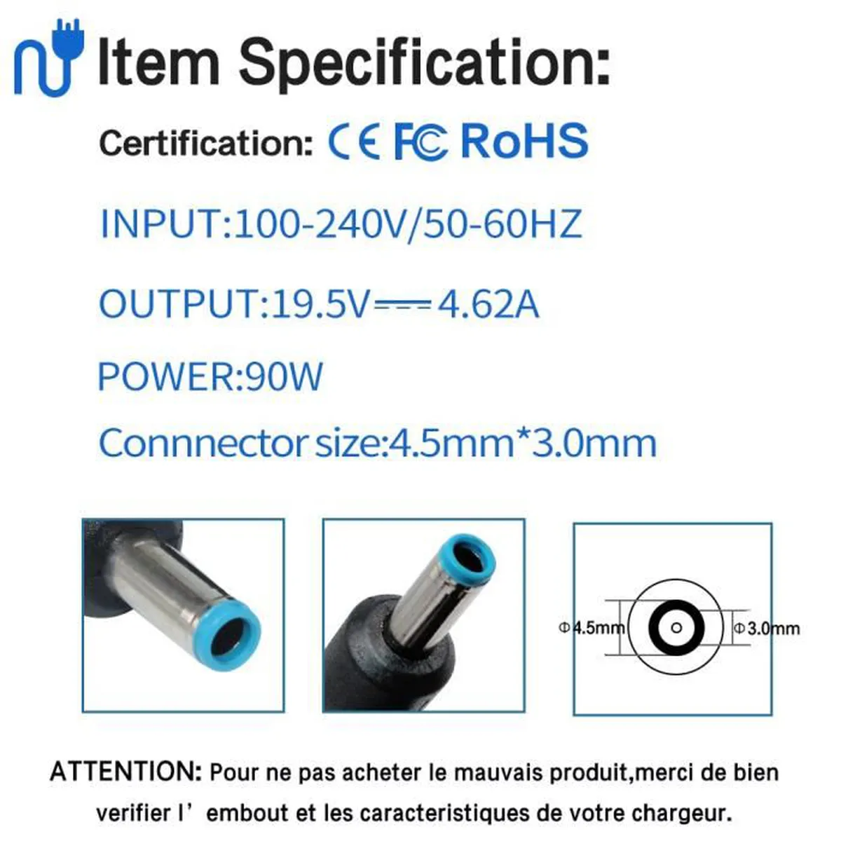 Chargeur Alimentation pour HP Pavilion 15